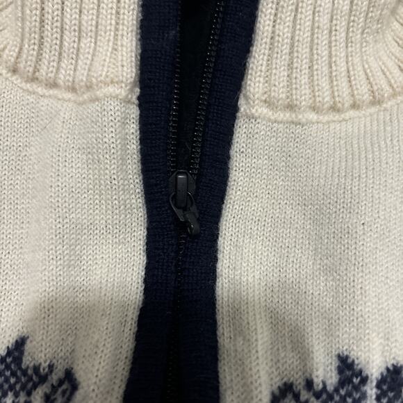 Dale Of Norway Sweater Size Small White Navy Wool Full Zip Distressed - Picture 3 of 10